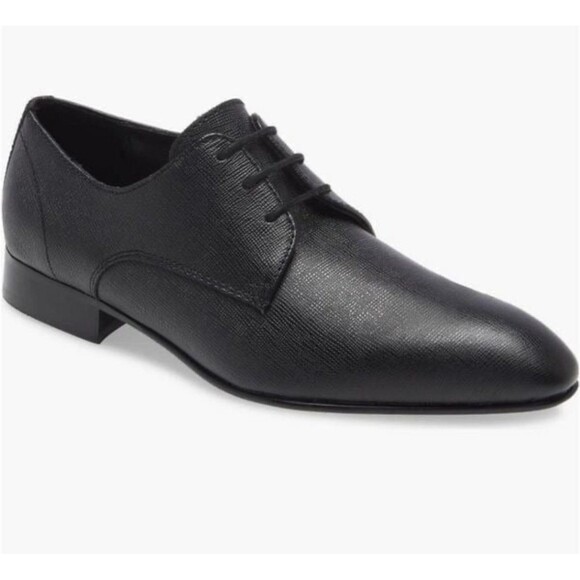 New BP. Albert Plain Toe Derby In Black leather Saffiano OrthoLite size 10M - Picture 1 of 8